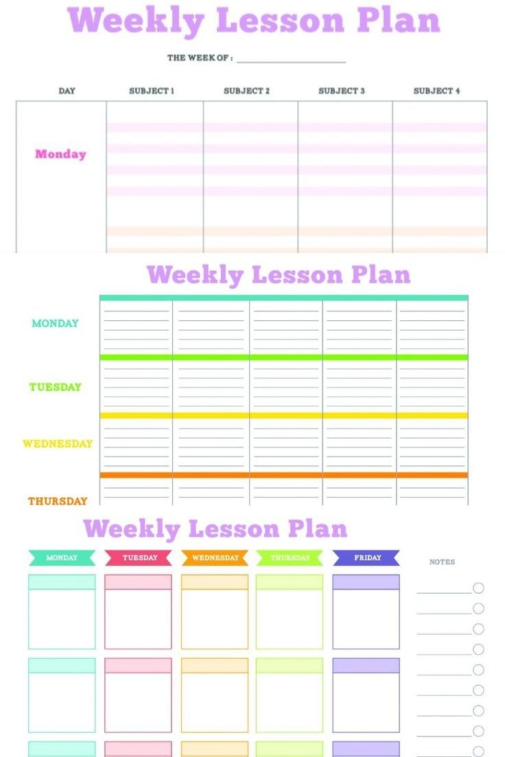 Free Printable Weekly Lesson Plans Template PDF Included One Blank Format