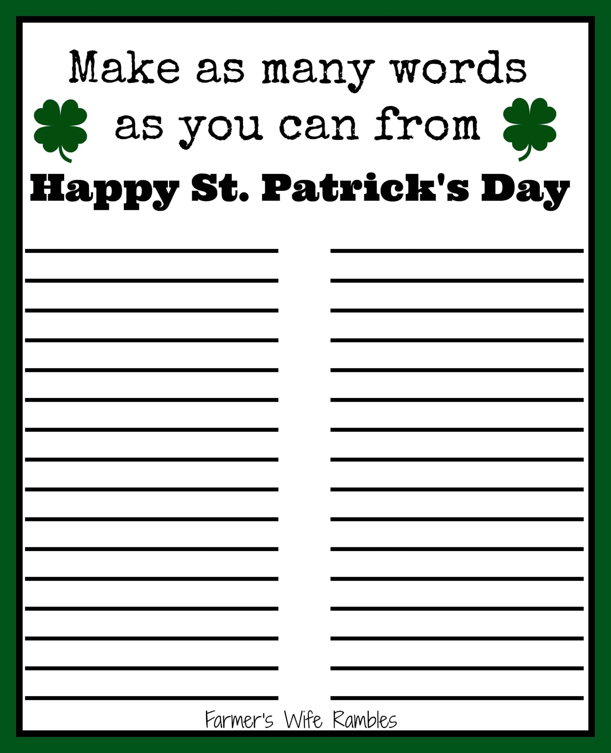 Free St Patrick s Day Word Puzzle Printable Farmer s Wife Rambles Free St Patrick s Day Word Puzzle Printable Farmer s Wife Rambles