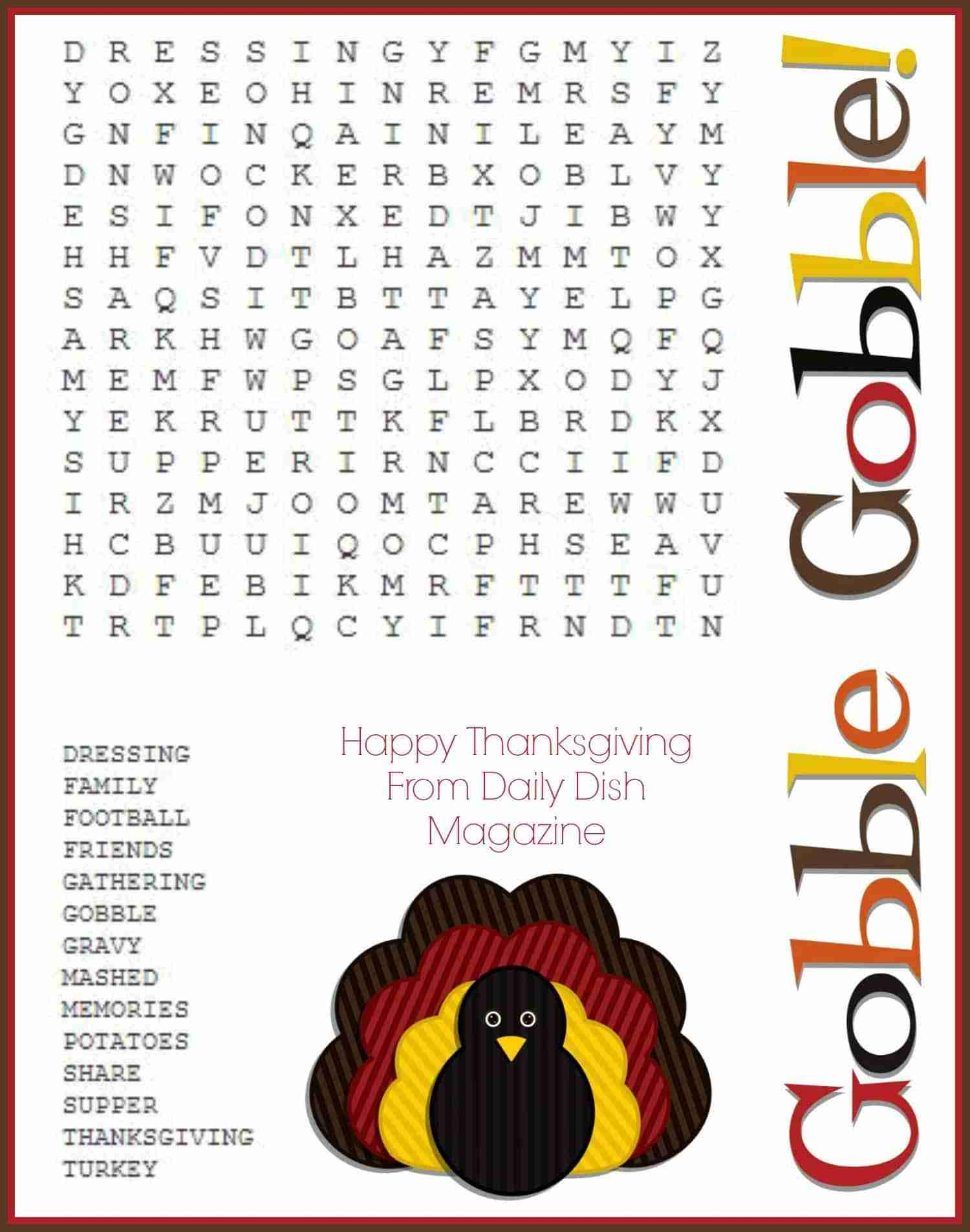 thanksgiving word search puzzles printable