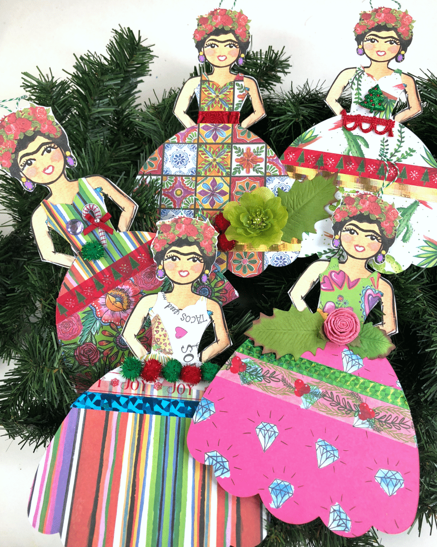 Frida Inspired Paper Doll Ornaments Free Printable Crafty Chica