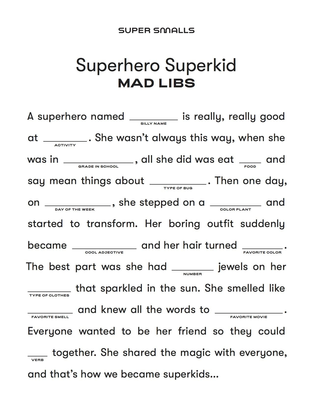 free mad libs printable worksheets