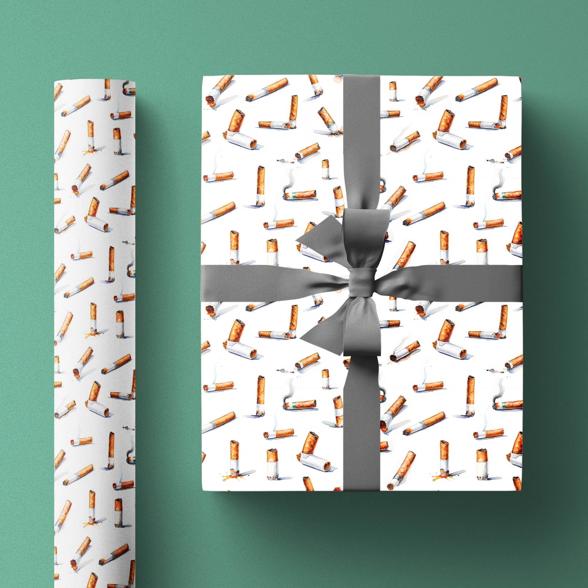 Funny Cigarette Wrapping Paper With Cigarette Butt Print For Holiday Gifts Birthday Presents Anniversaries Or Other Occasions Gift Wrap Etsy