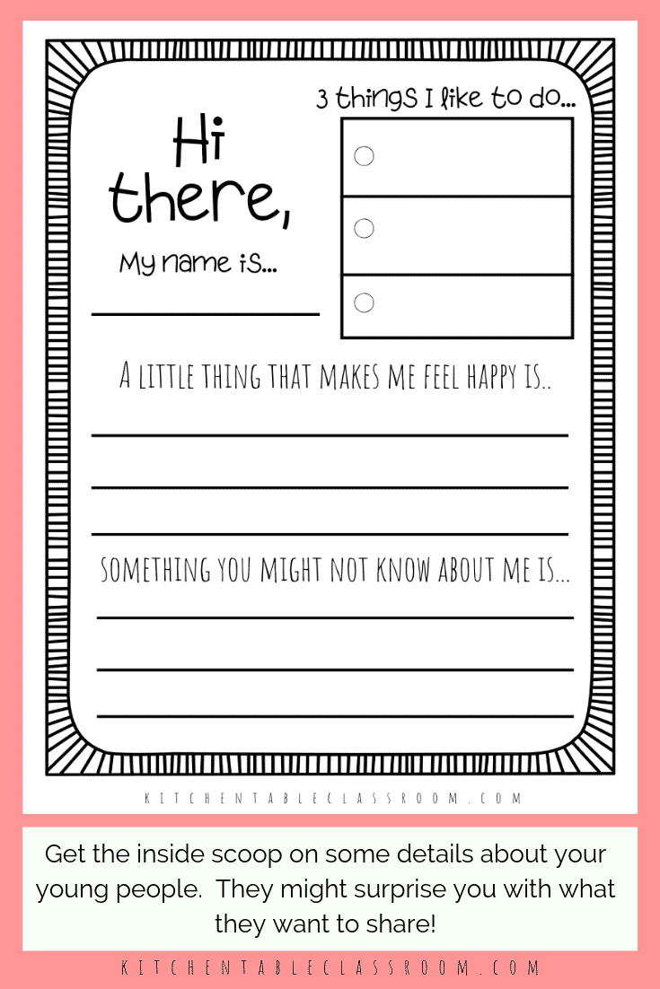 Get To Know You Worksheets Get To Know You Questions For Kids 2 The Kitchen Table Classroom