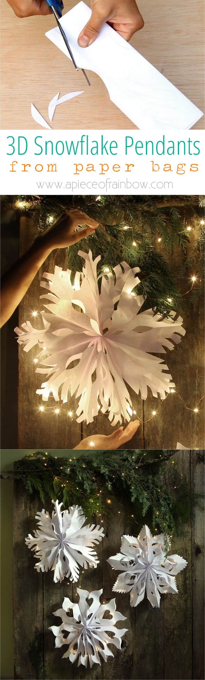 Giant 3D Paper Snowflake Decorations From Paper Bags A Piece Of Rainbow Giant 3D Paper Snowflake Decorations From Paper Bags A Piece Of Rainbow