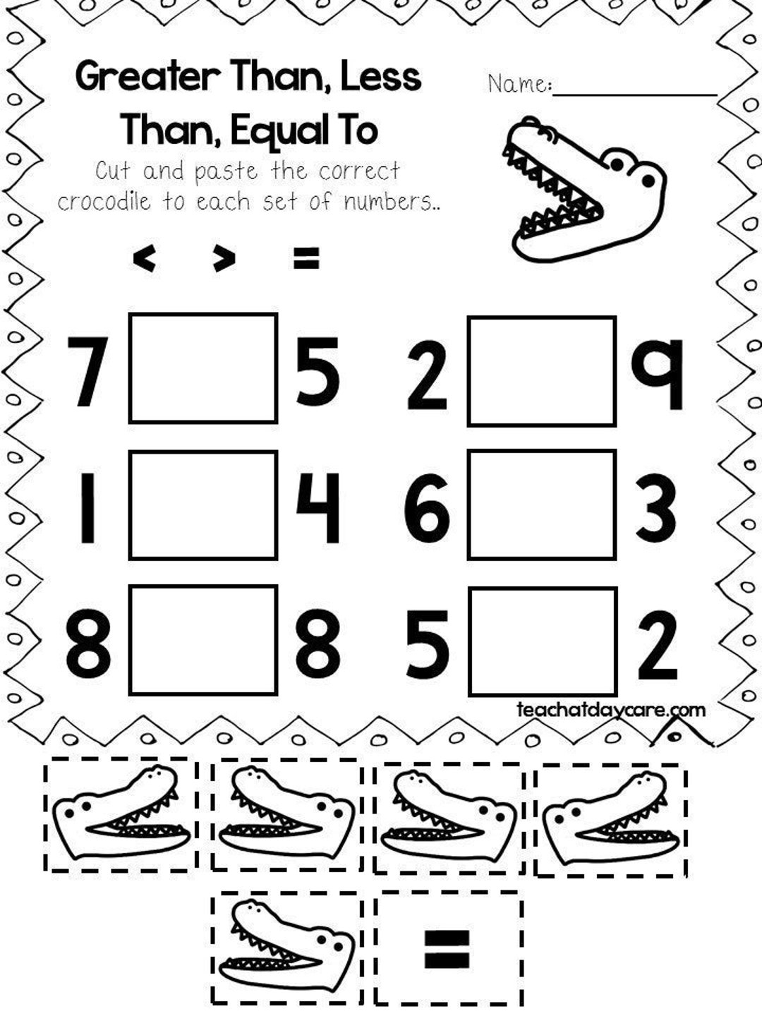 Greater Than Less Than Worksheets Preschool 3rd Grade Math printable Etsy