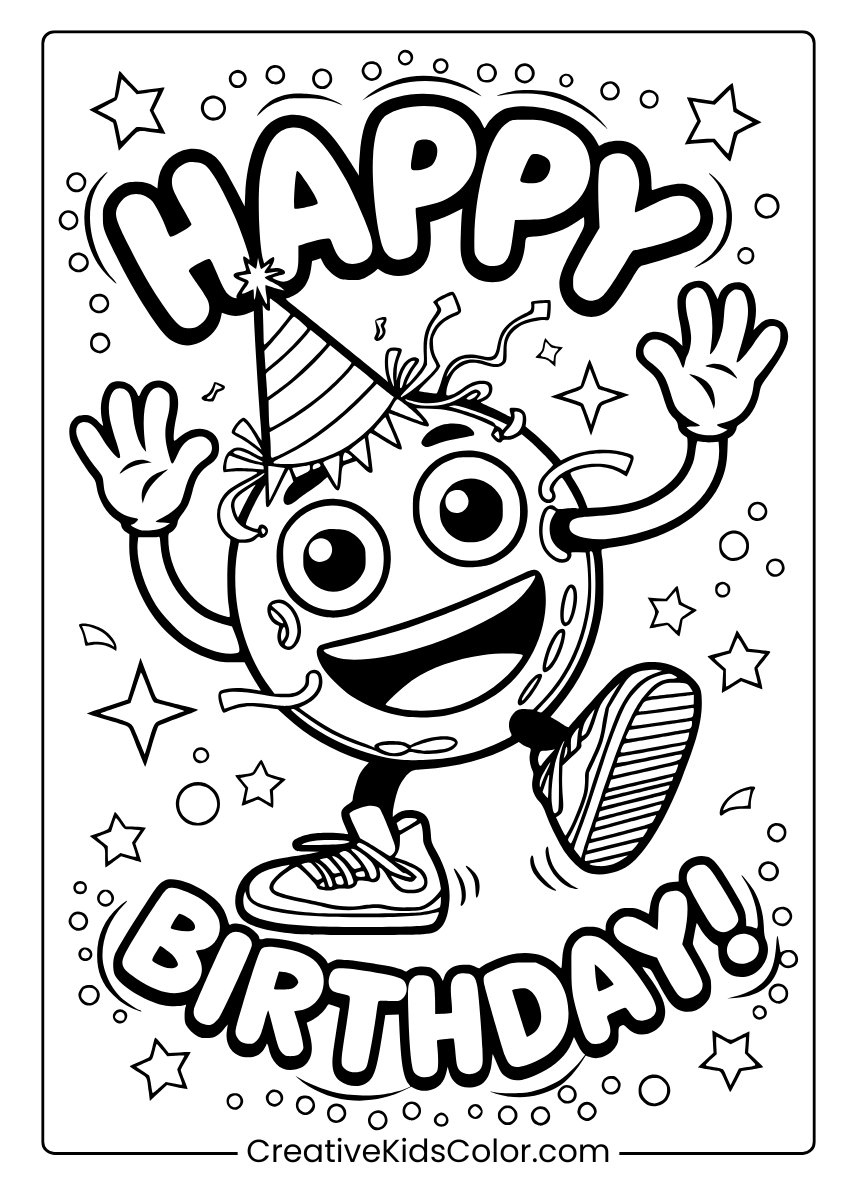 happy birthday color sheets printable