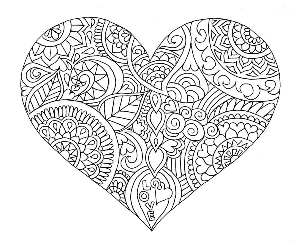 Heart Coloring Pages Free Printables For Adults And Kids