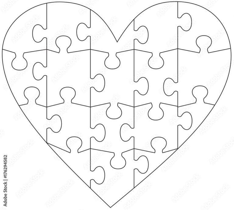 Heart Puzzle Template Stock Vector Adobe Stock