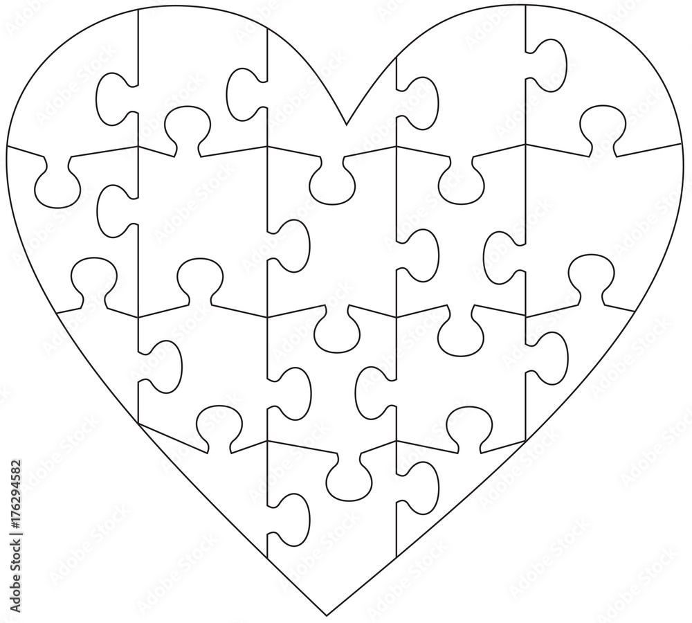 Heart Puzzle Template Stock Vector Adobe Stock Heart Puzzle Template Stock Vector Adobe Stock