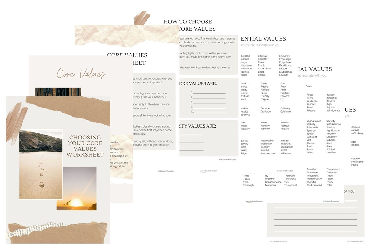 free printable core values worksheet