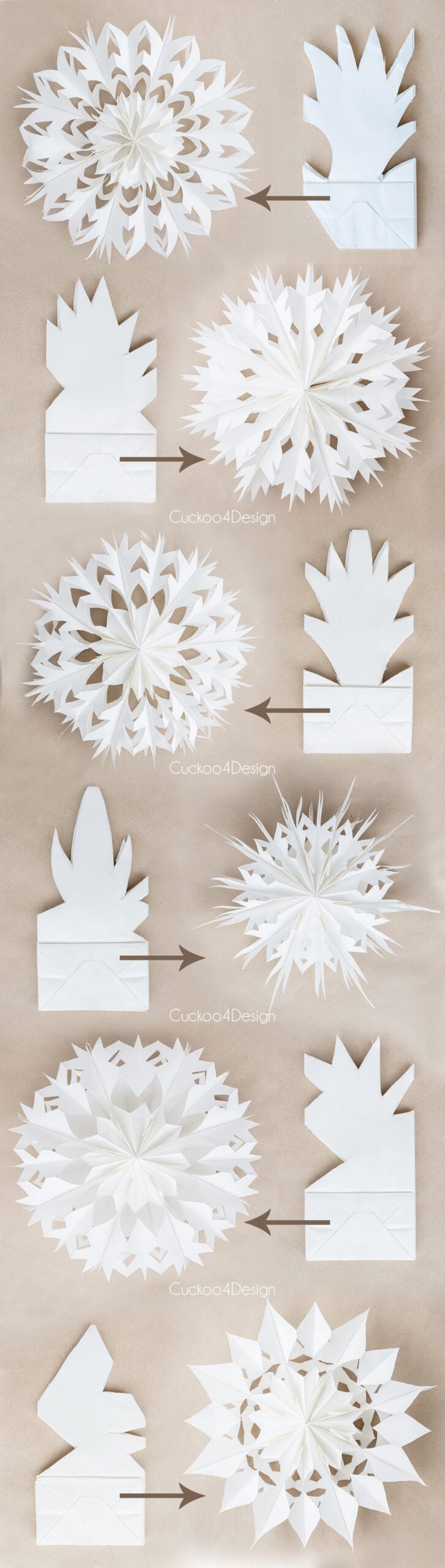 How To Make 3D Paper Bag Snowflakes Using Lunch Bags Cuckoo4Design How To Make 3D Paper Bag Snowflakes Using Lunch Bags Cuckoo4Design
