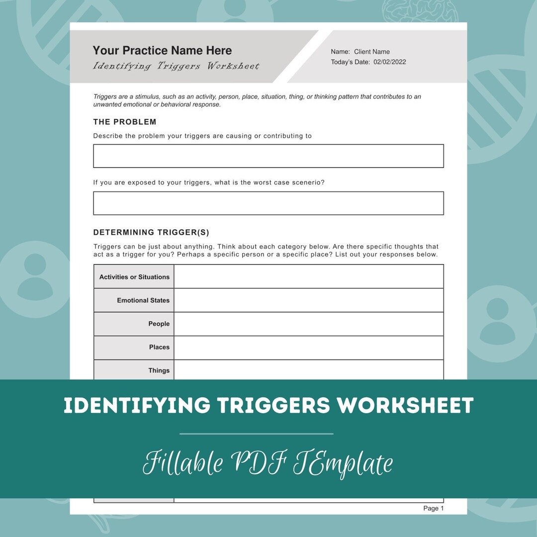 free printable identifying triggers worksheets