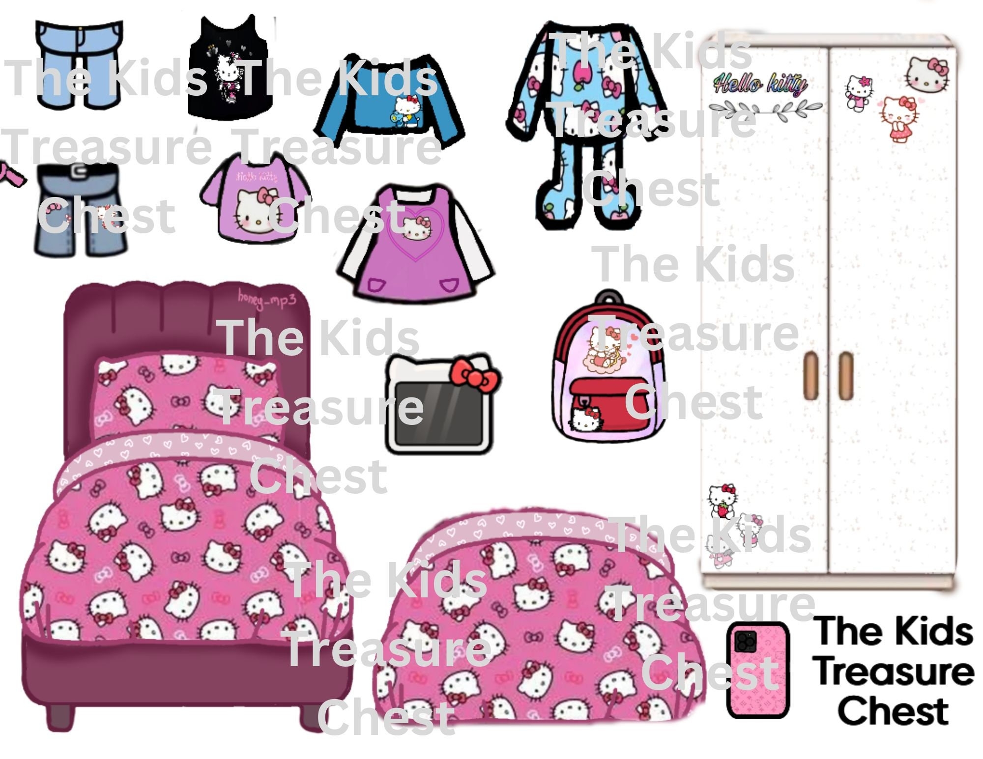 Inspired Toca Boca 4 Pages Paper Doll pink Kitty House Furniture Background And Accessories Printable Downloadable Kids Play Etsy