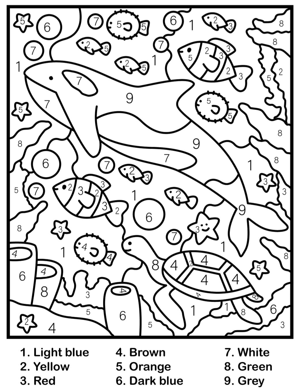 Kids Color By Number Wildlife Coloring Pages printable PDF Etsy