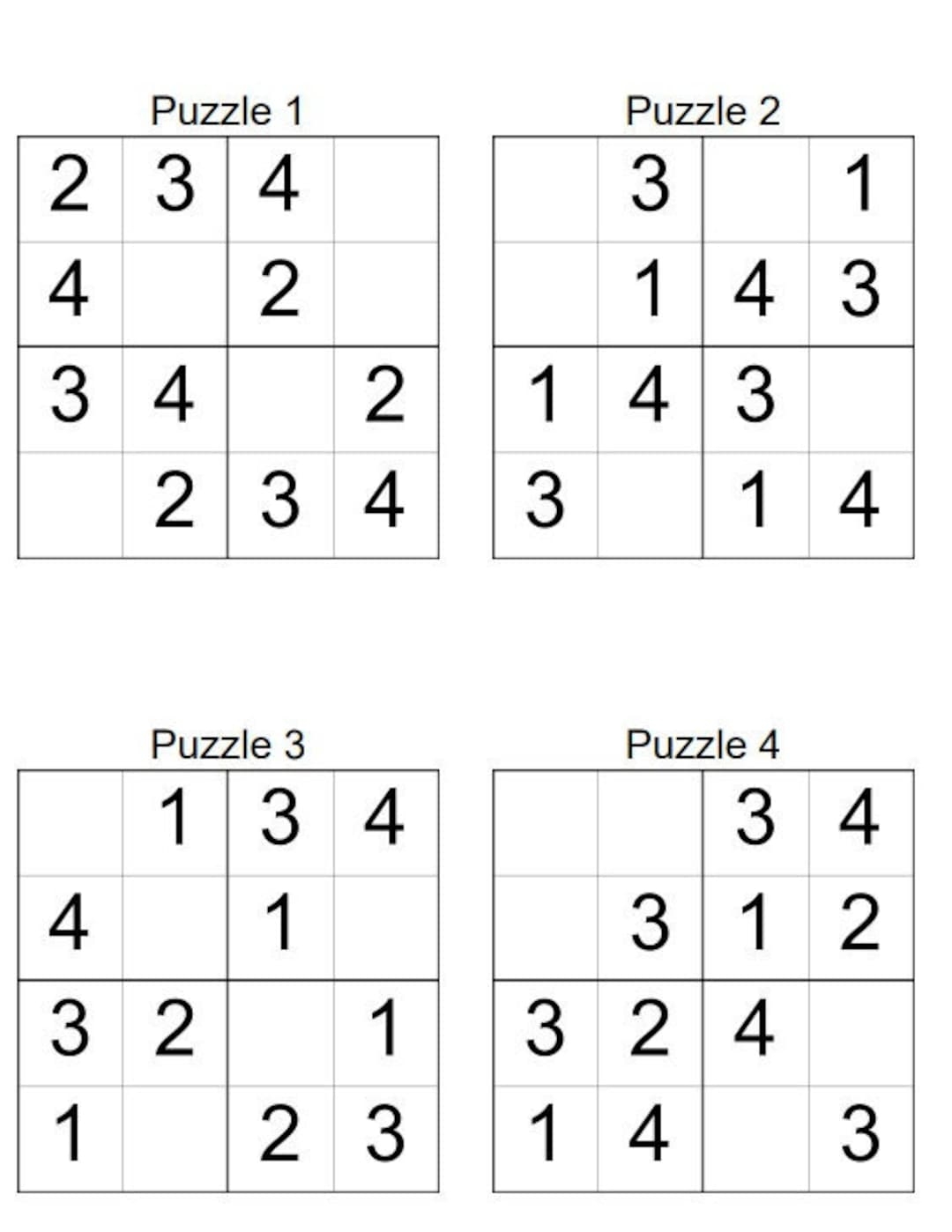 printable medium sudoku puzzles