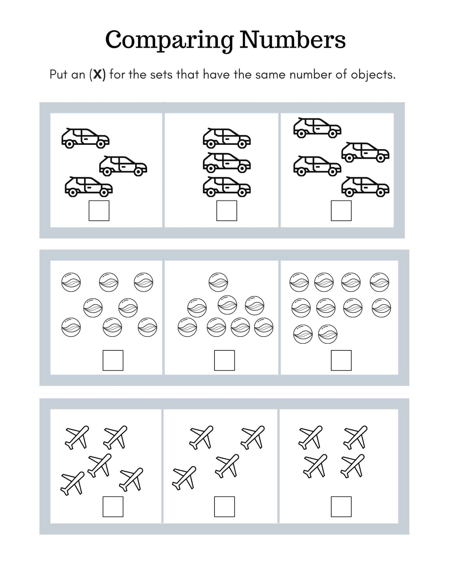mathematics printable worksheets for kindergarten
