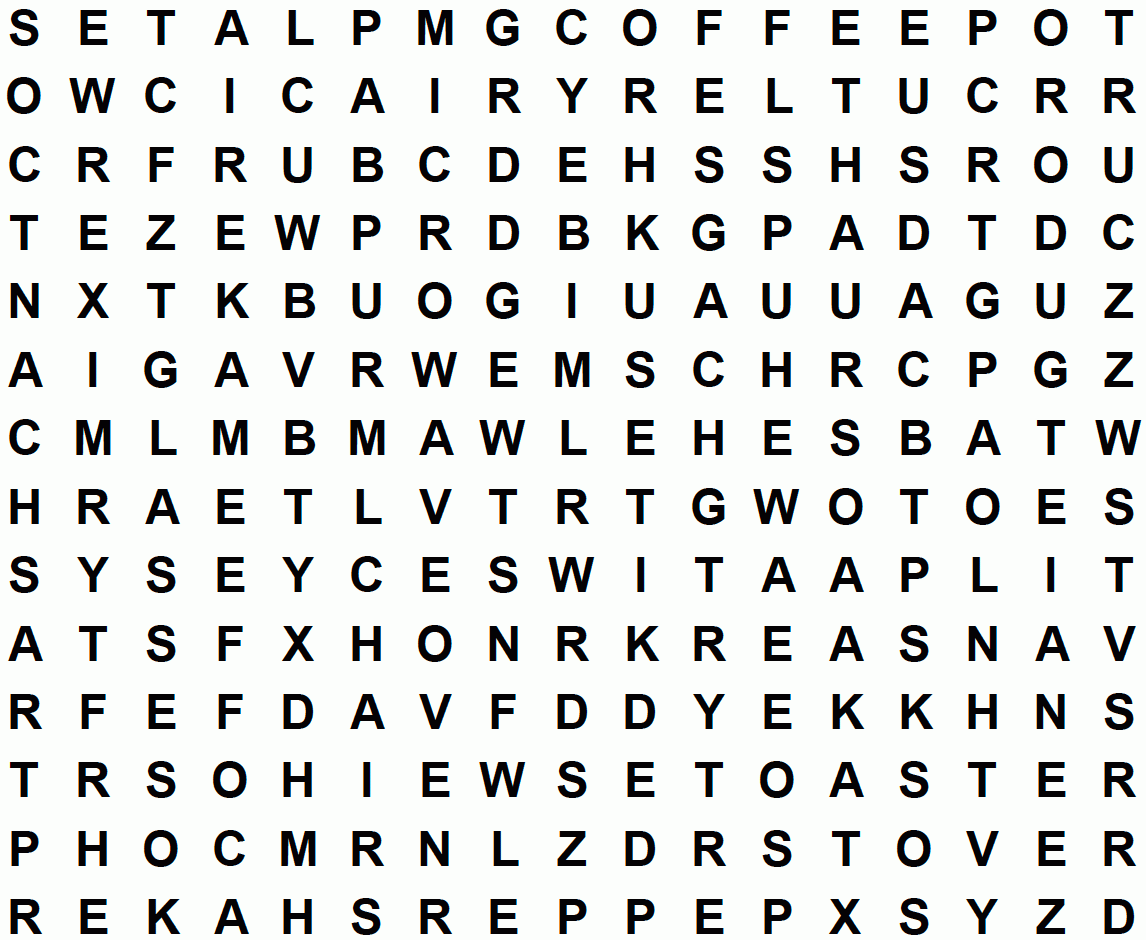 Kitchen Large Print Word Search Puzzle