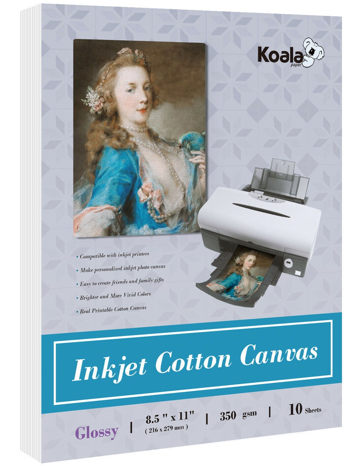 Koala 8 5x11 Glossy Inkjet Printable Canvas Cotton 240g Waterproof Printer Photo Paper 10 Sheets