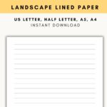 Landscape Lined Paper Horizontal Lined Paper Printable Landscape Planner Inserts Lined Paper For Kids US Letter A5 A4 Half Letter Etsy