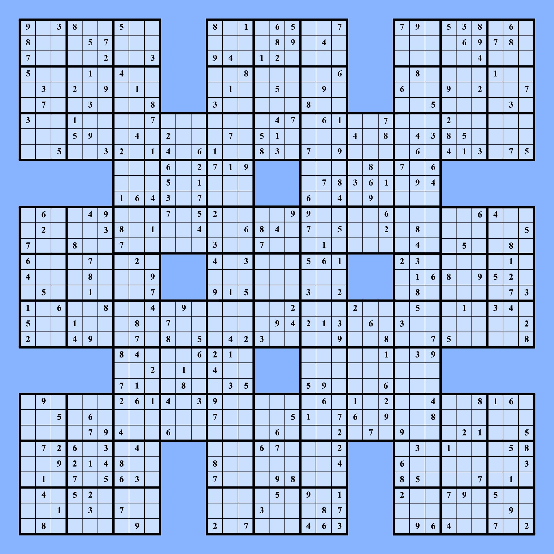 Large Print Samurai Sudoku 500 Easy To Hard Sudoku Puzzles Worksheets Library