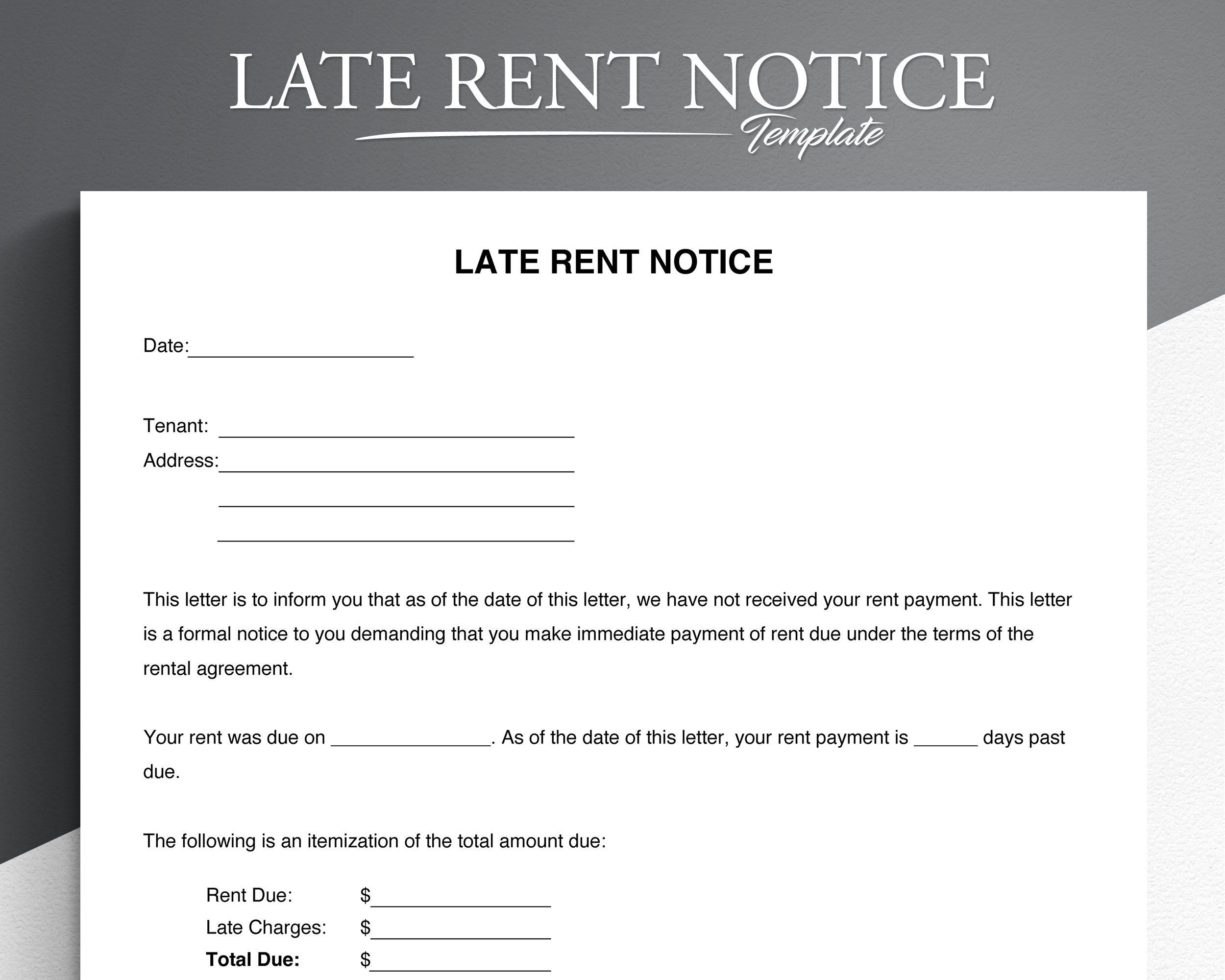 free printable late rent notice template