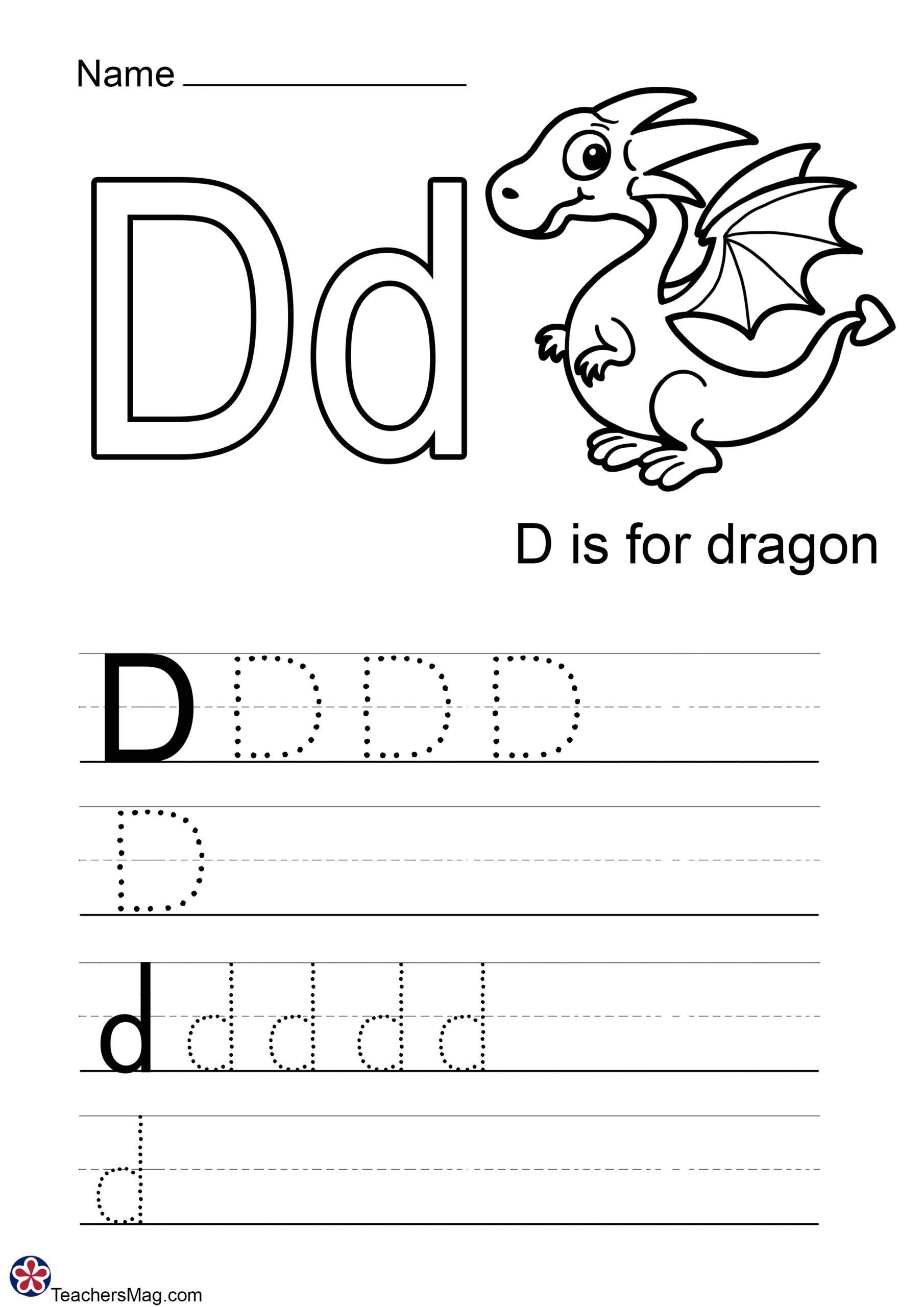 printable letter d worksheets