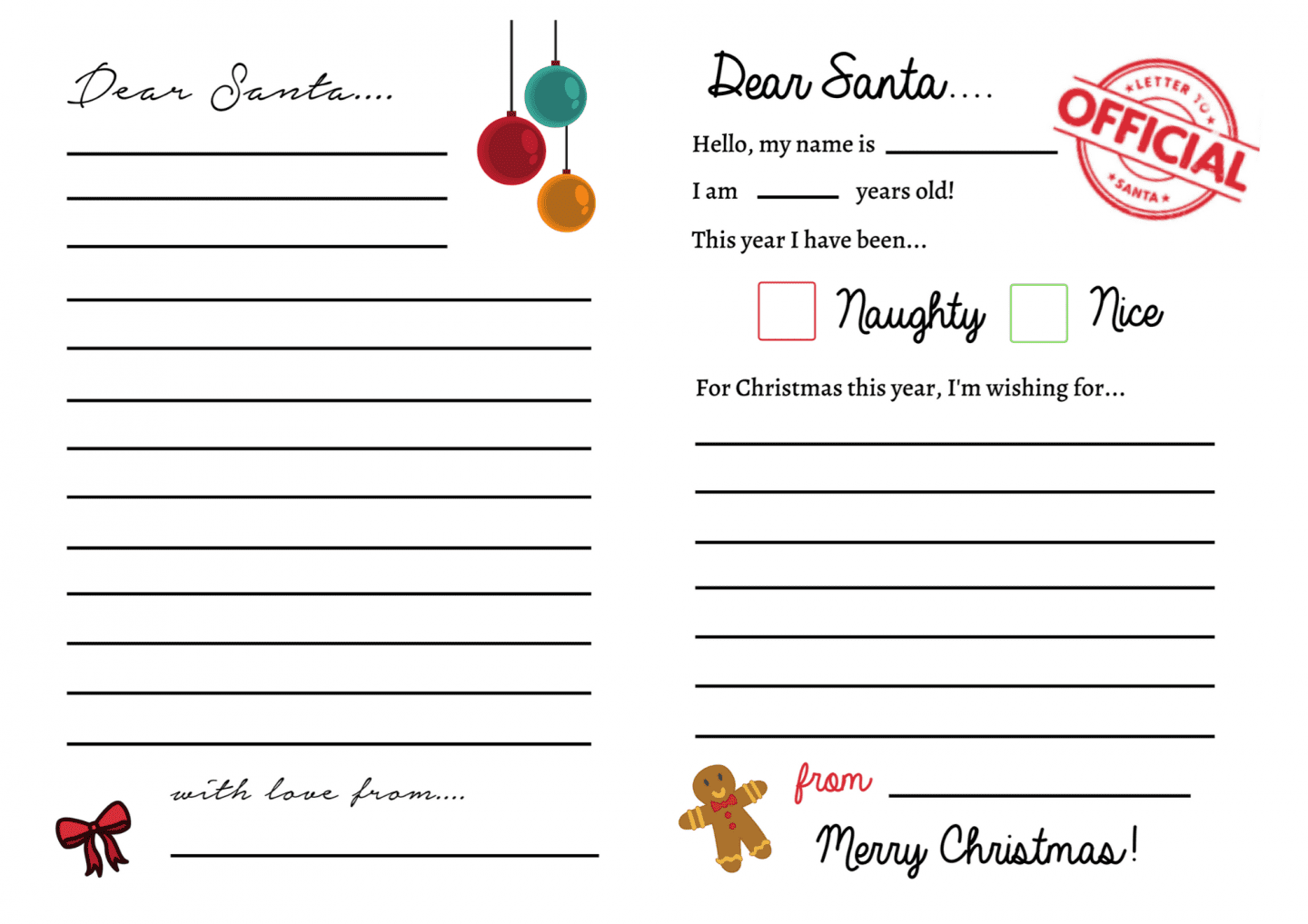 free printable letter to santa templates