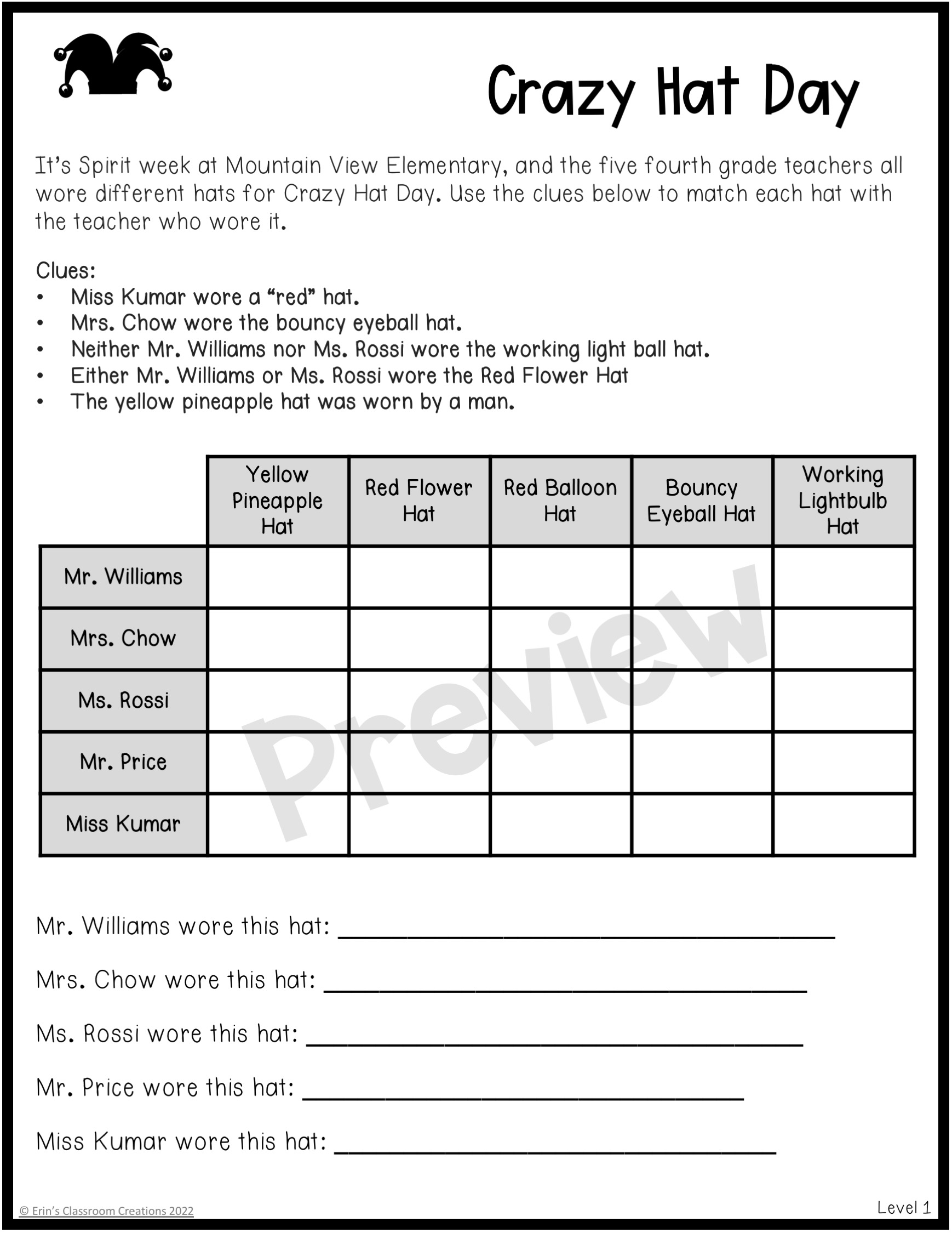 free printable logic puzzles