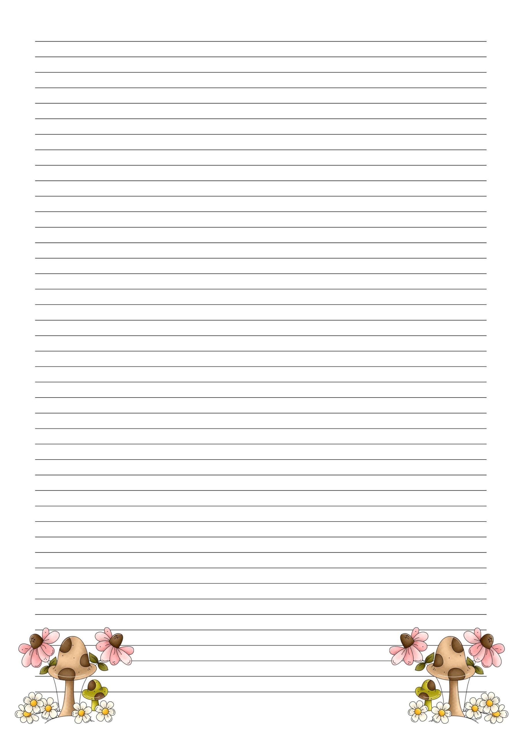 Lined A4 legal Cute Mushroom Themed Writing Paper Printable Instant Download Etsy