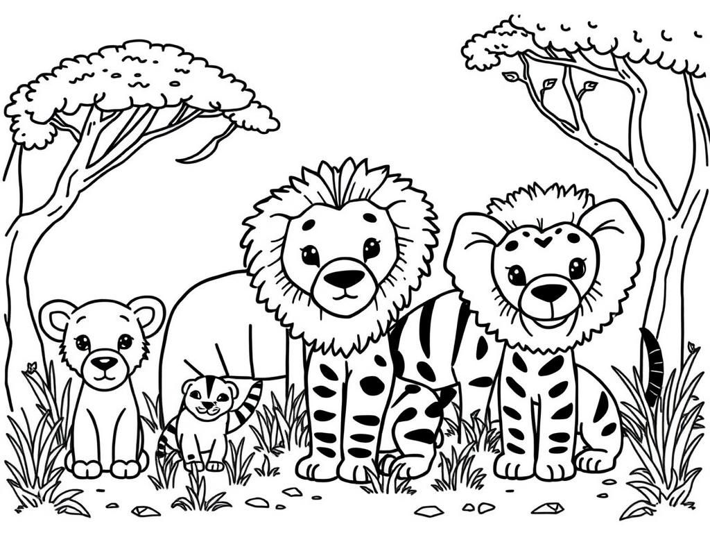 Lion Family Coloring Page Free Printable Coloring Page