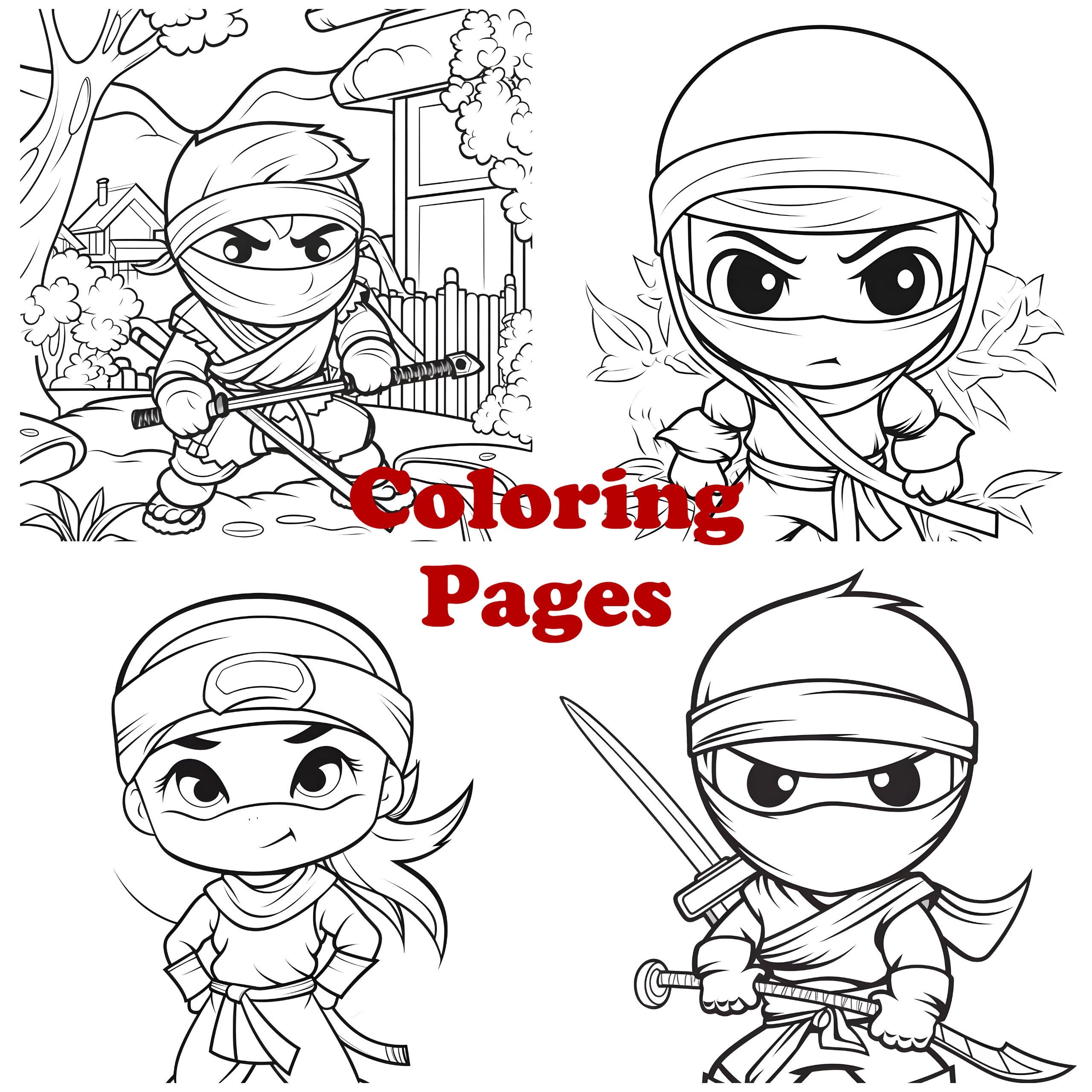Little Ninja Coloring Pages Cute Ninja Coloring Sheets Ninja Coloring Book Etsy Finland