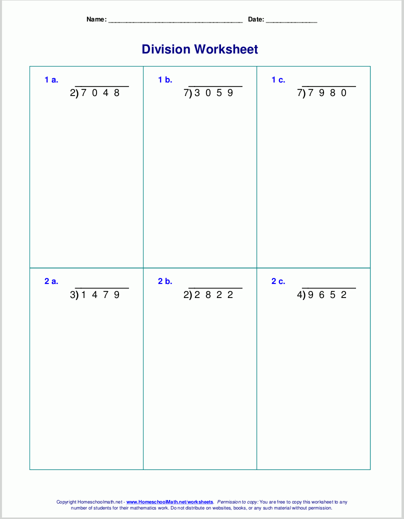 free printable division worksheets