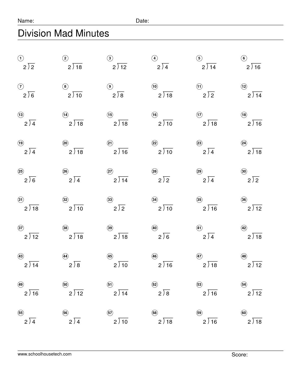 Mad Minute Addition Answer 30 Questions In 1 Minute Worksheets Library