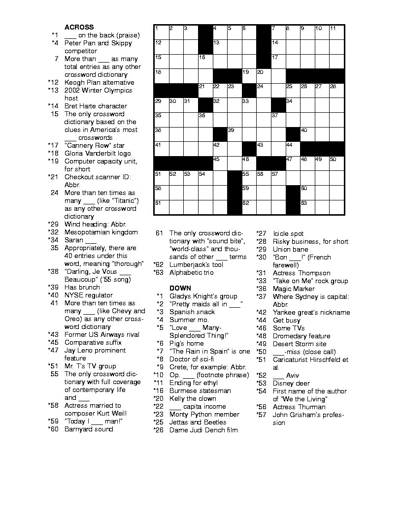 printable daily commuter crossword puzzles