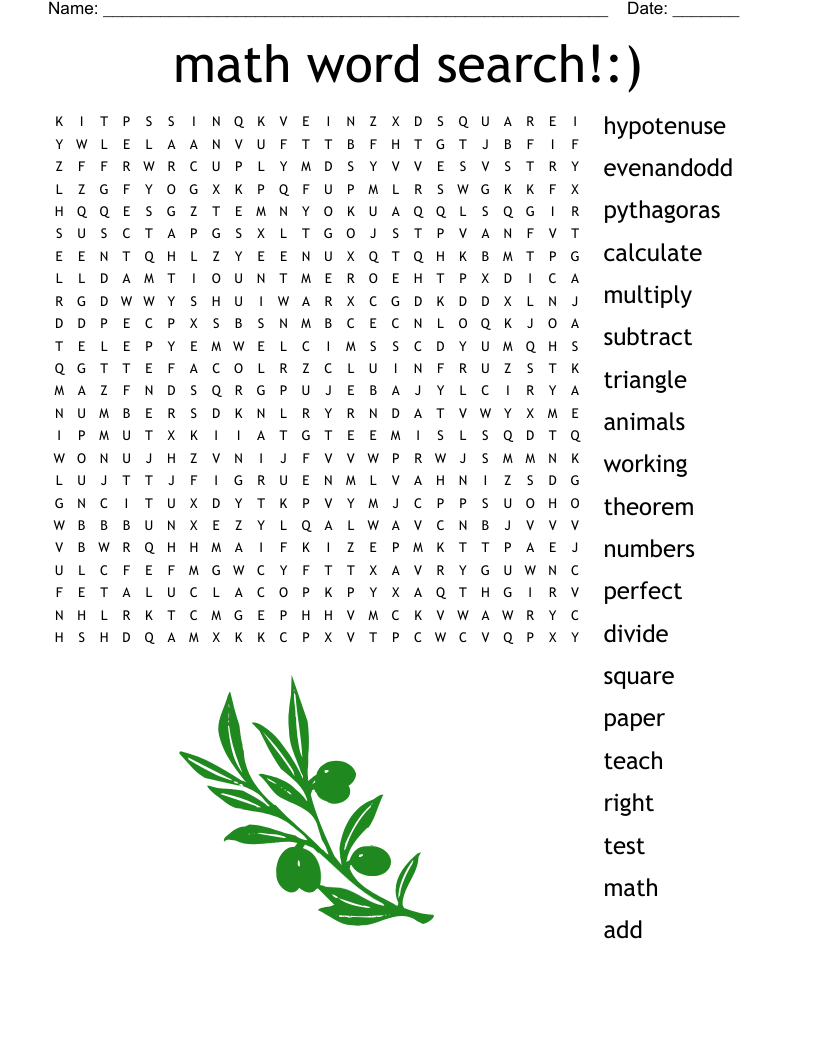 Math Word Search WordMint