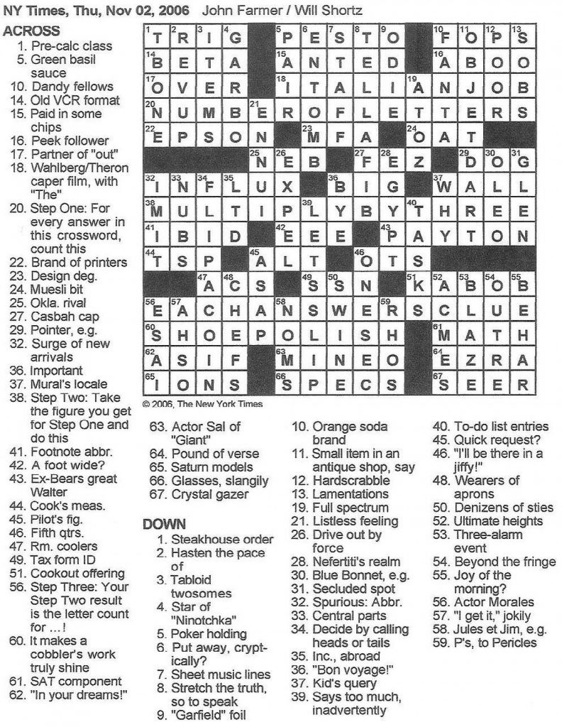 Merl Reagle Printable Crossword Puzzles Printable