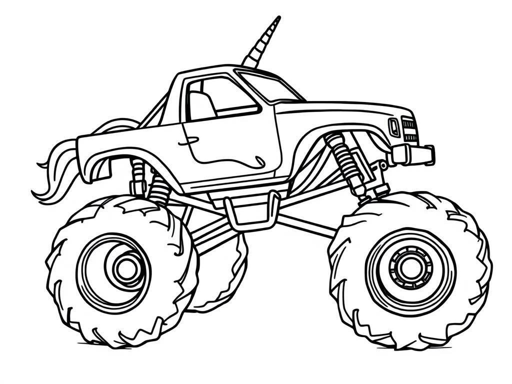 Monster Truck Unicorn Coloring Page Free Printable Coloring Page