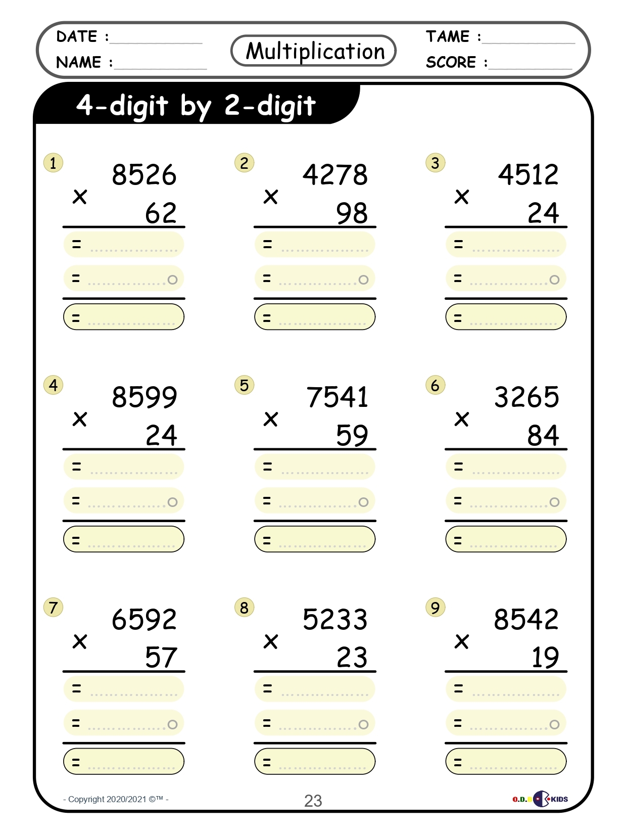 multiplication worksheets grade 4 printable