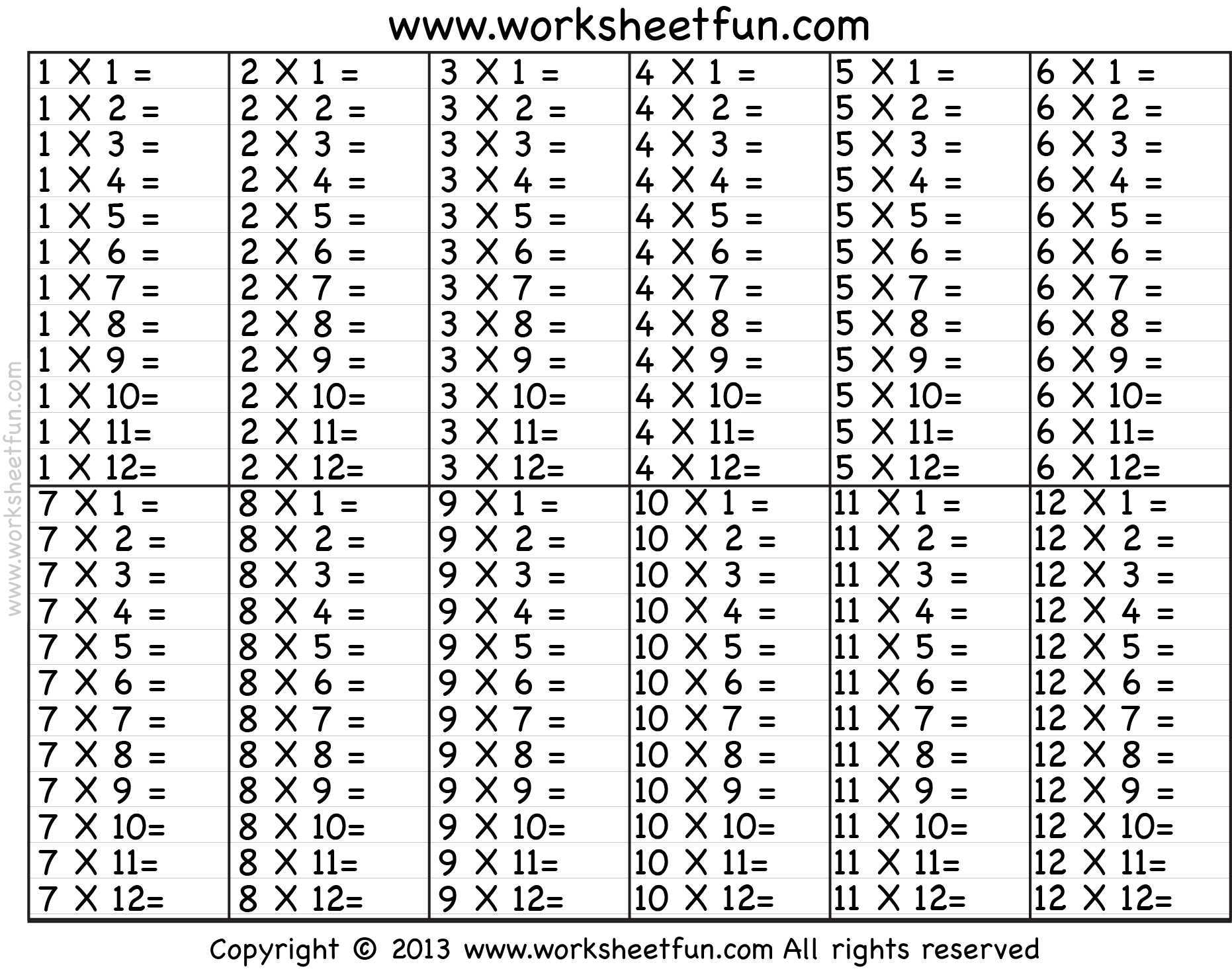 Multiplication Tables 1 12 Printable Worksheets PDFs Brighterly Worksheets Library