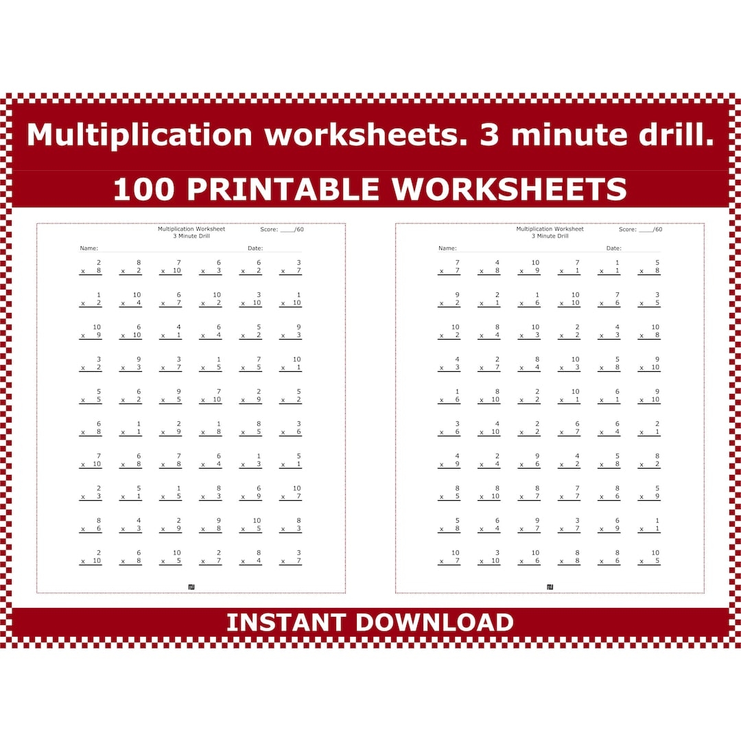 free printable multiplication worksheets