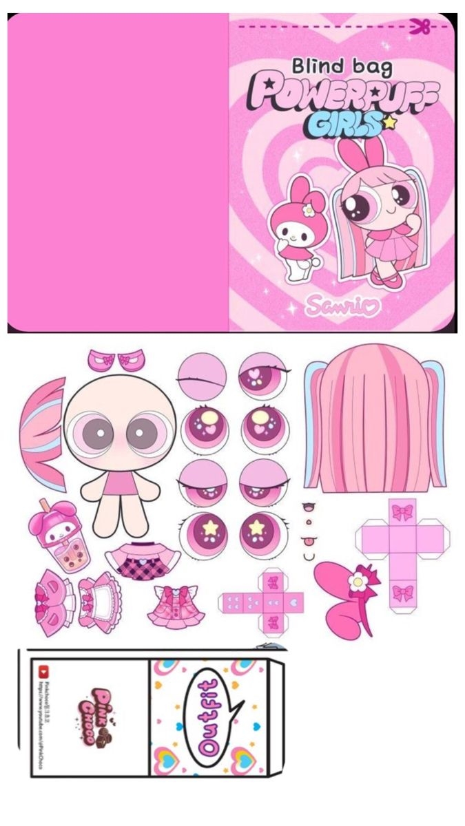 My Melody Powerpoofgirs Para Imprimir 3d Kartlar Ka t Oyuncak Bebek Boyama Kitaplar 