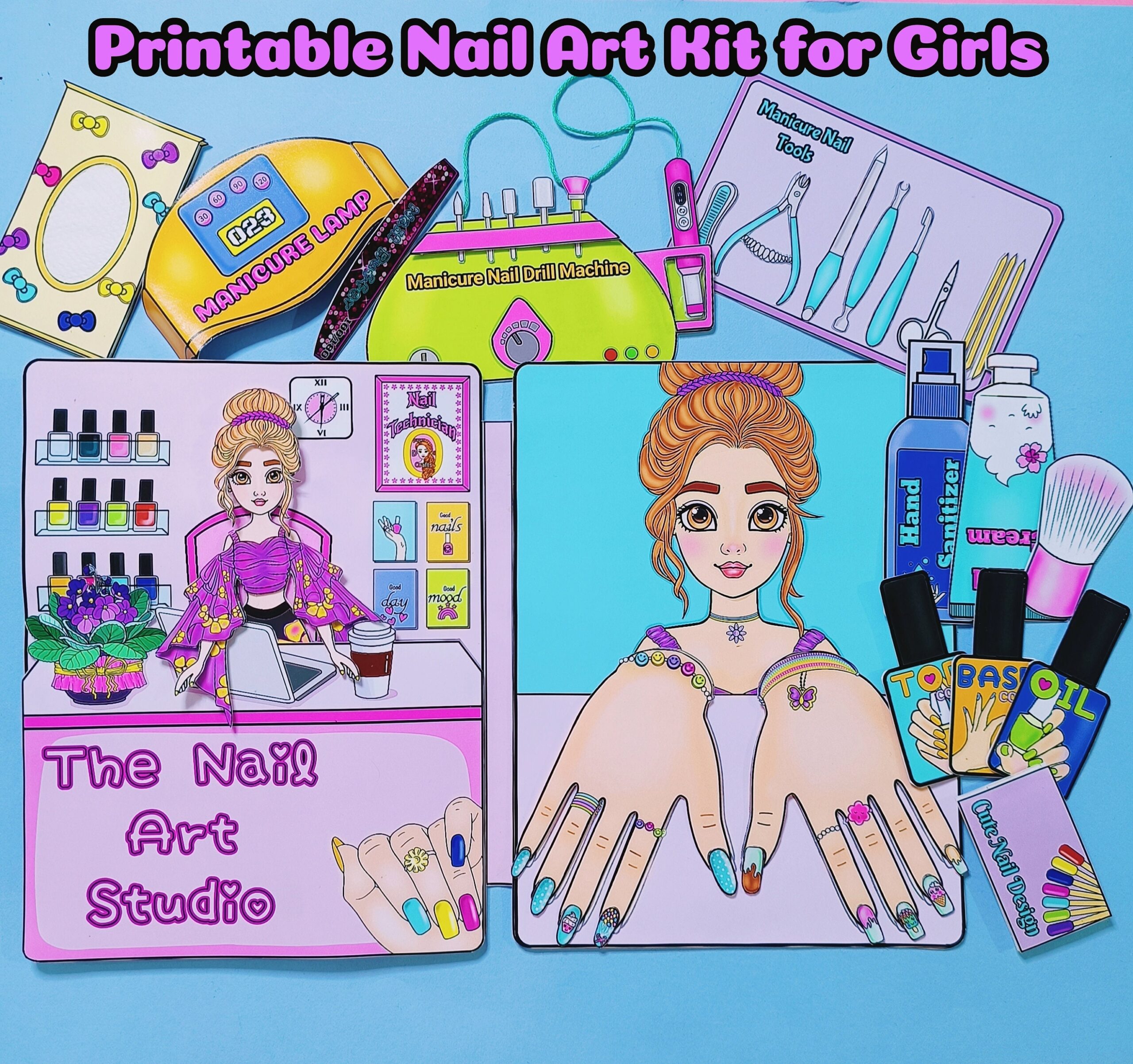 Nail Salon Paper Doll Printable Kit Kids Activity Book digital Download Etsy