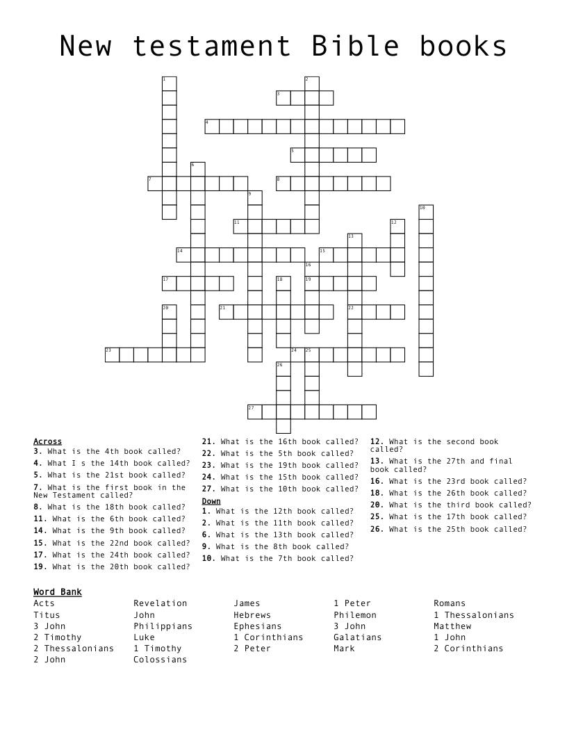 bible crossword puzzles free printable