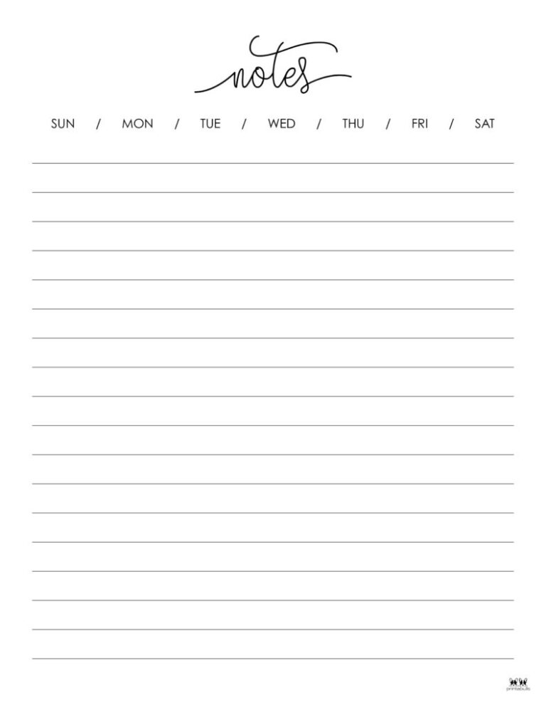 Note Pages Templates 30 FREE Printables Printabulls