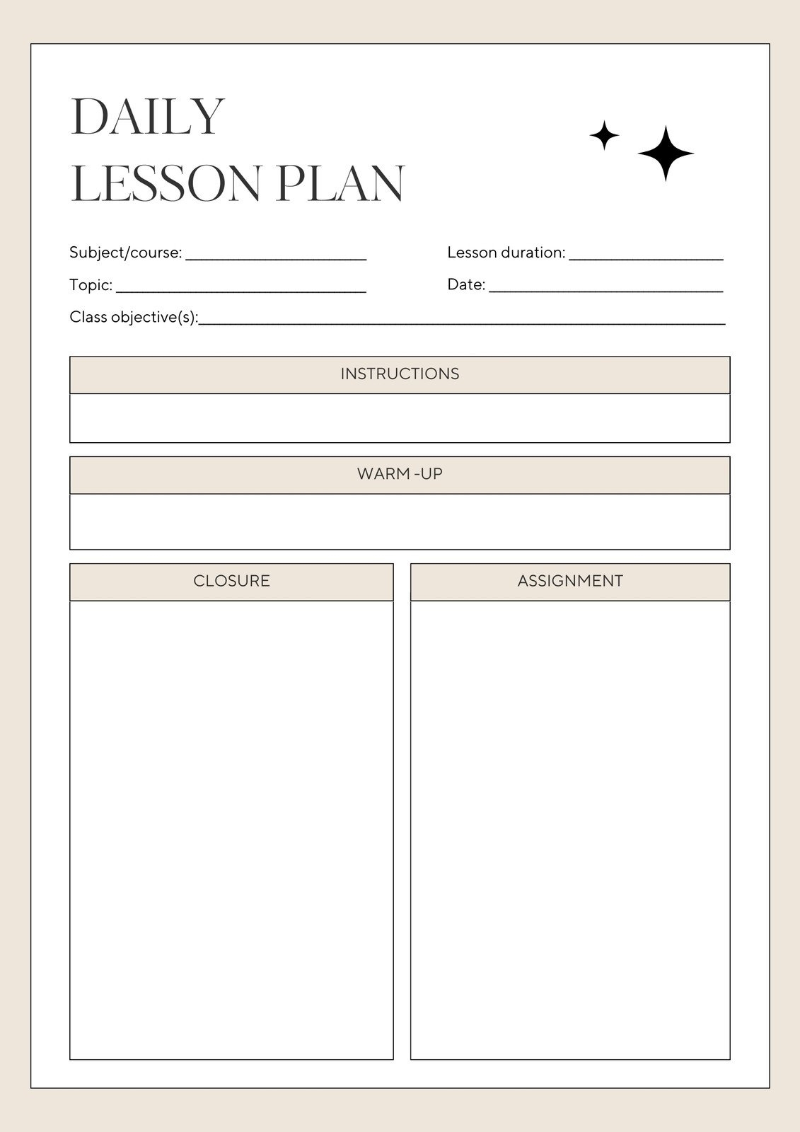 free printable lesson plan template