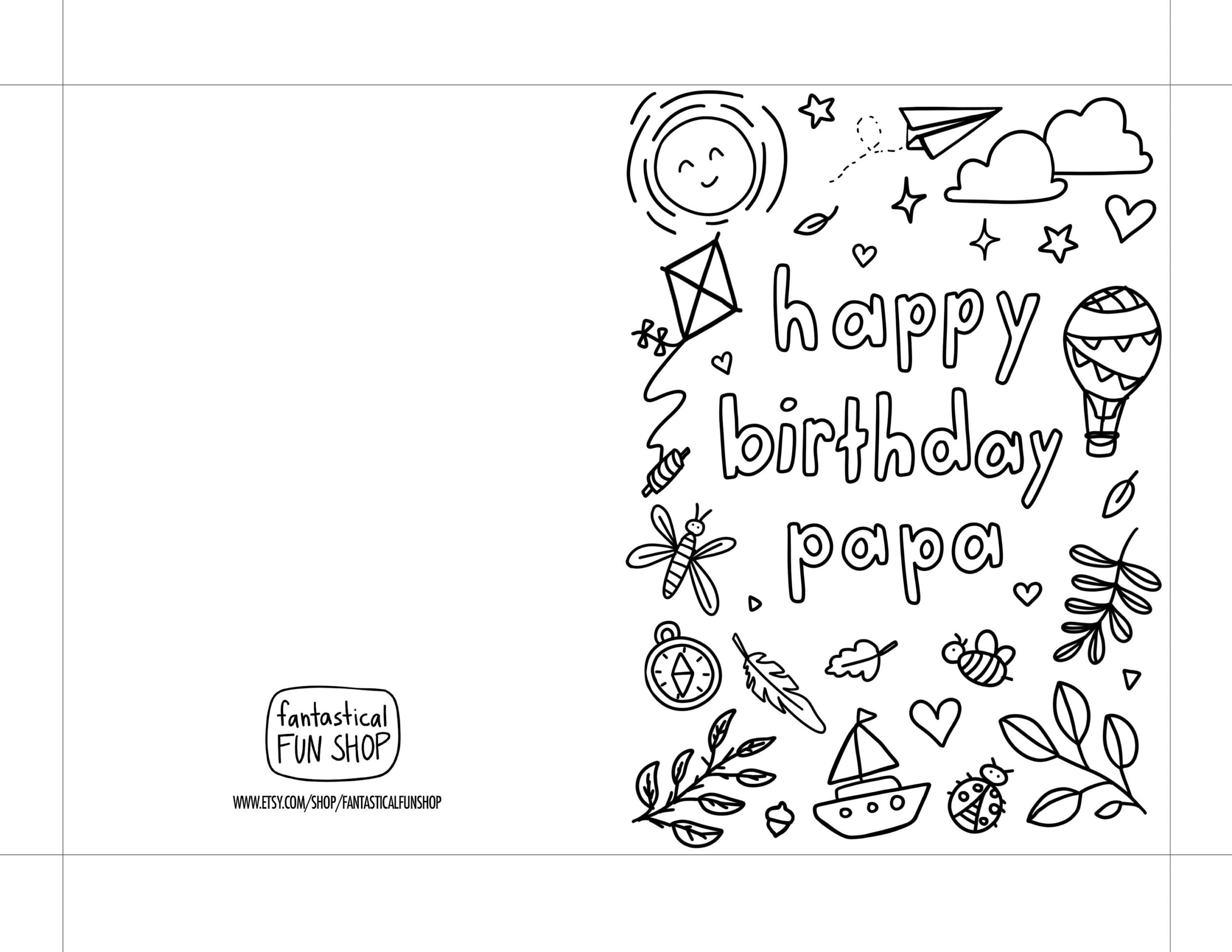 Papa Birthday Card From Grandchild COLORABLE Pa Pa Card From Granddaughter From Grandson PRINTABLE Card For Papa Coloring Card 5x7 Etsy