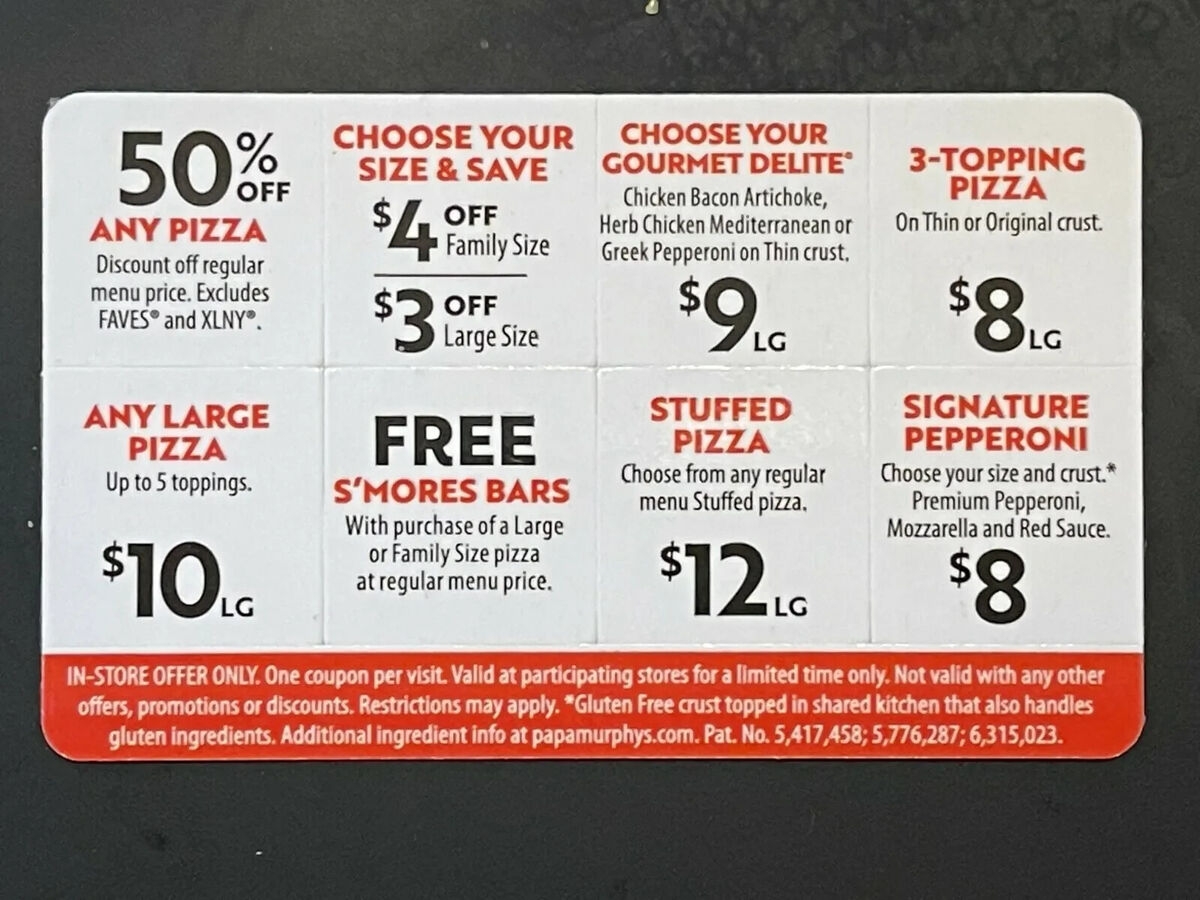 Papa Murphy s Pizza Savings Stickers Discount Peel A Deal Card 52 Savings EBay