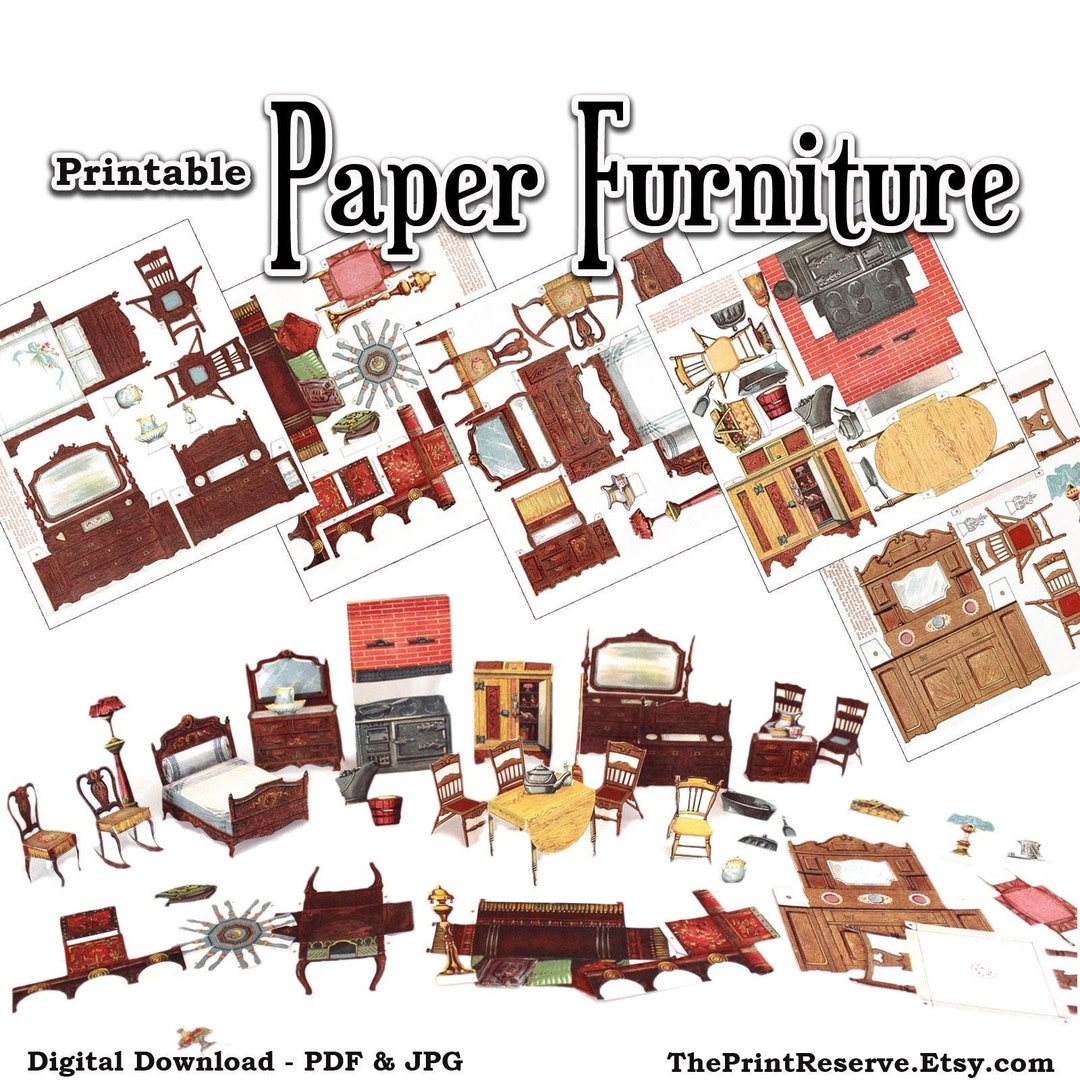 Paper Doll House Furniture Paper Doll Printable Digital Download PDF Item 504 Etsy