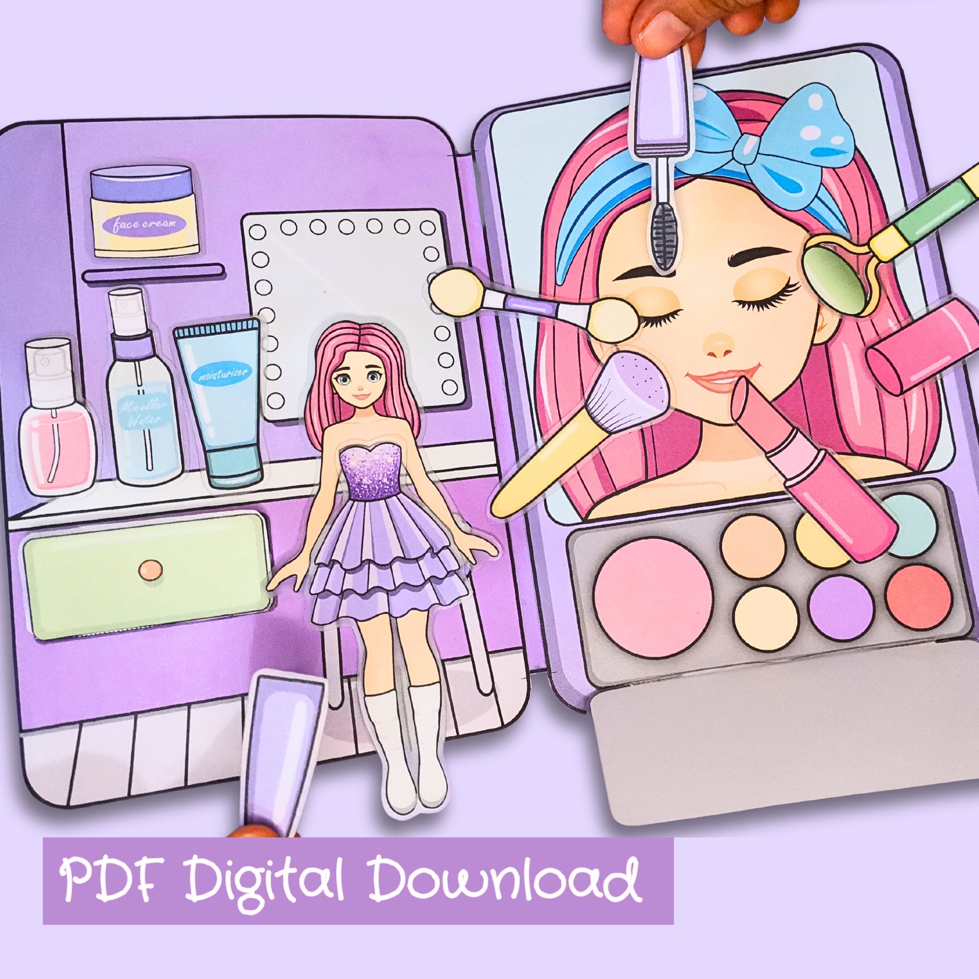 Paper Doll Printable Make Up Kit Paper Doll DIY Quiet Book Kids Activity And Crafts Cut Build Activity Pretend Play Digital Download Etsy