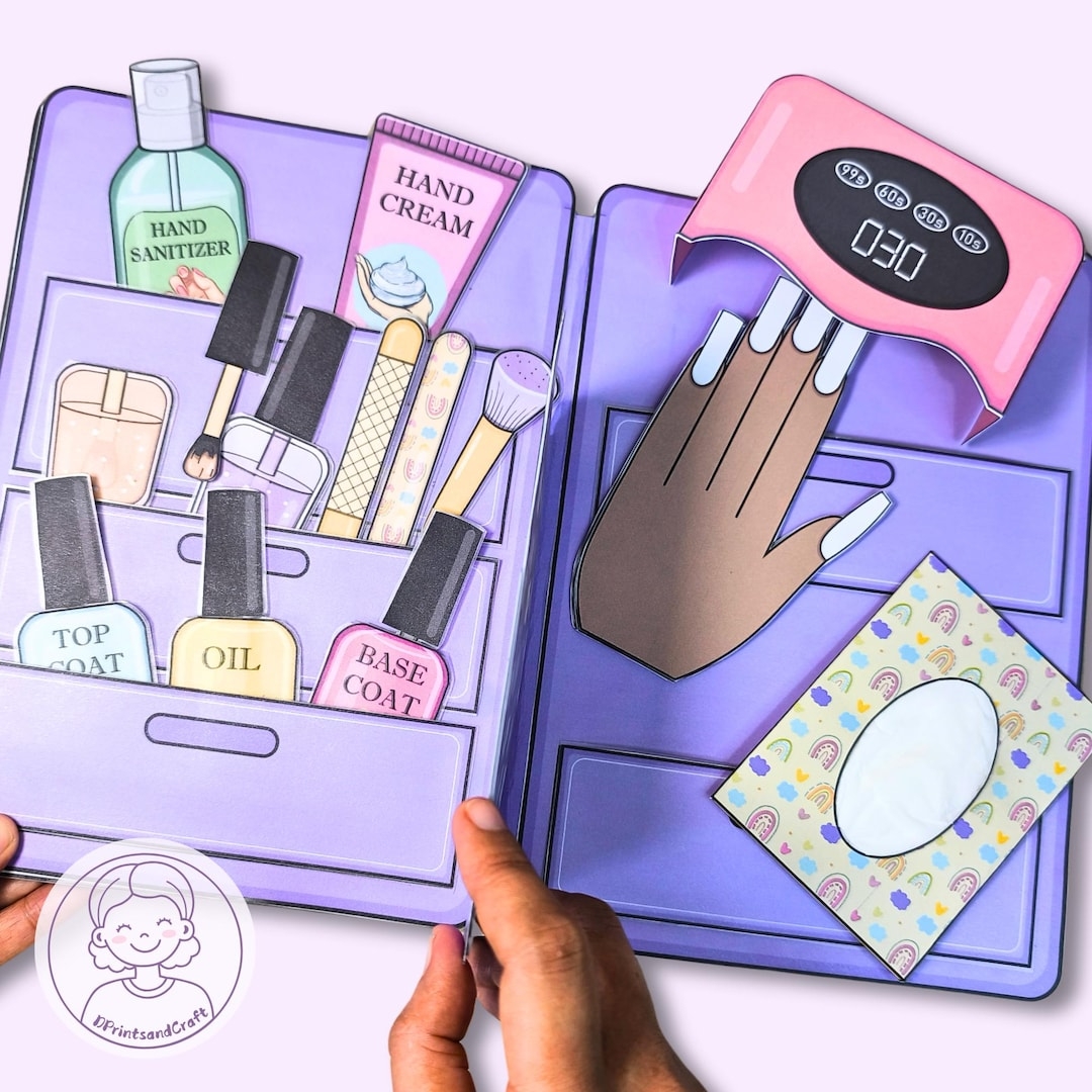 Paper Dollhouse Printable Nail And Spa Paper Doll Quiet Book Kids Activity And Crafts Cut And Build Activity Digital Download Etsy